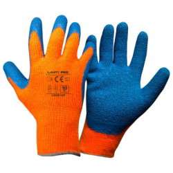 Zimowe rękawice ochronne ocieplane pomarańczowe powlekane lateksem Lahti Pro L2502