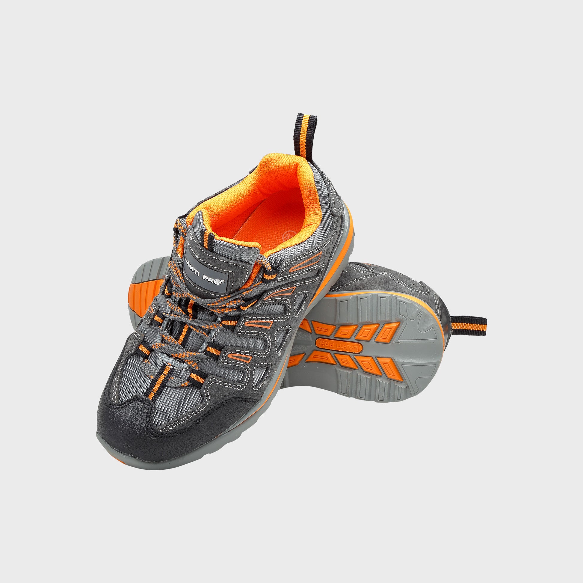 Półbuty bez podnoska OB Lahti Pro L30408 – szaro-pomarańczowe, obuwie zawodowe