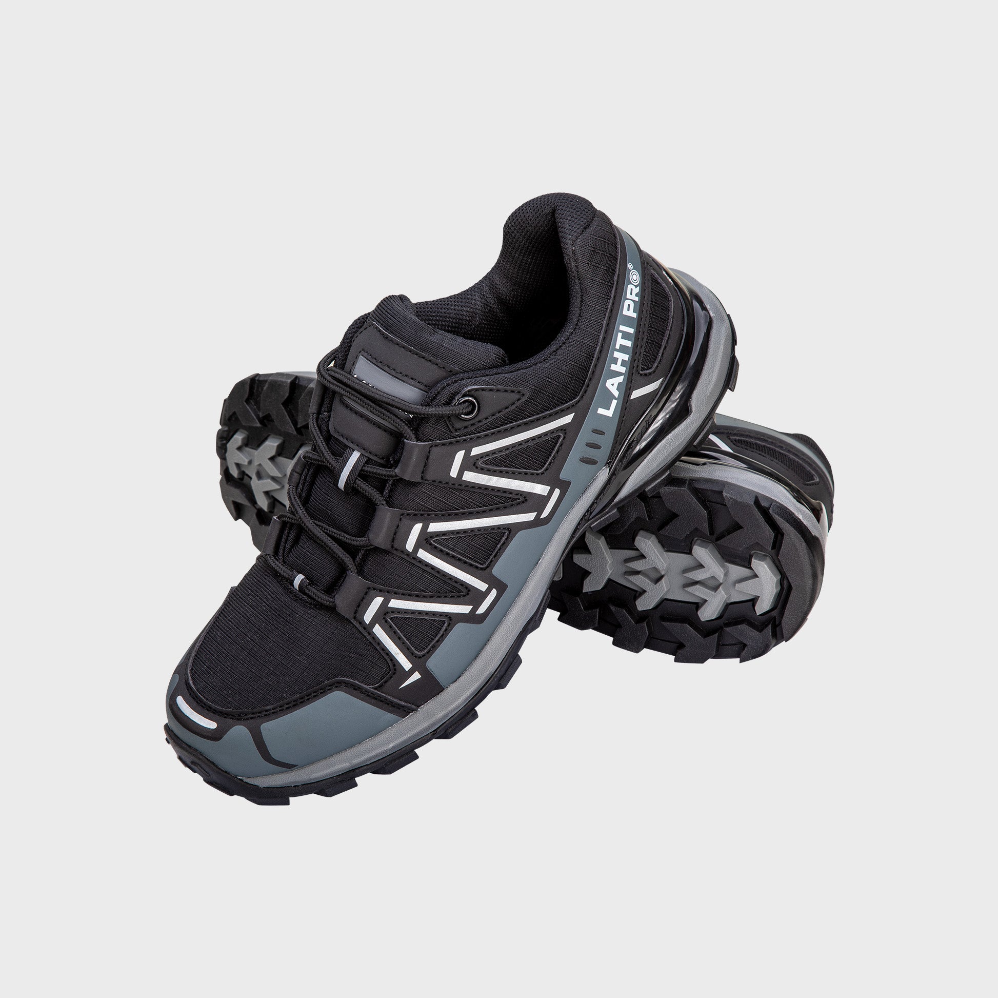 Półbuty bez podnoska O2 Lahti Pro L30434 – czarno-szare, obuwie zawodowe