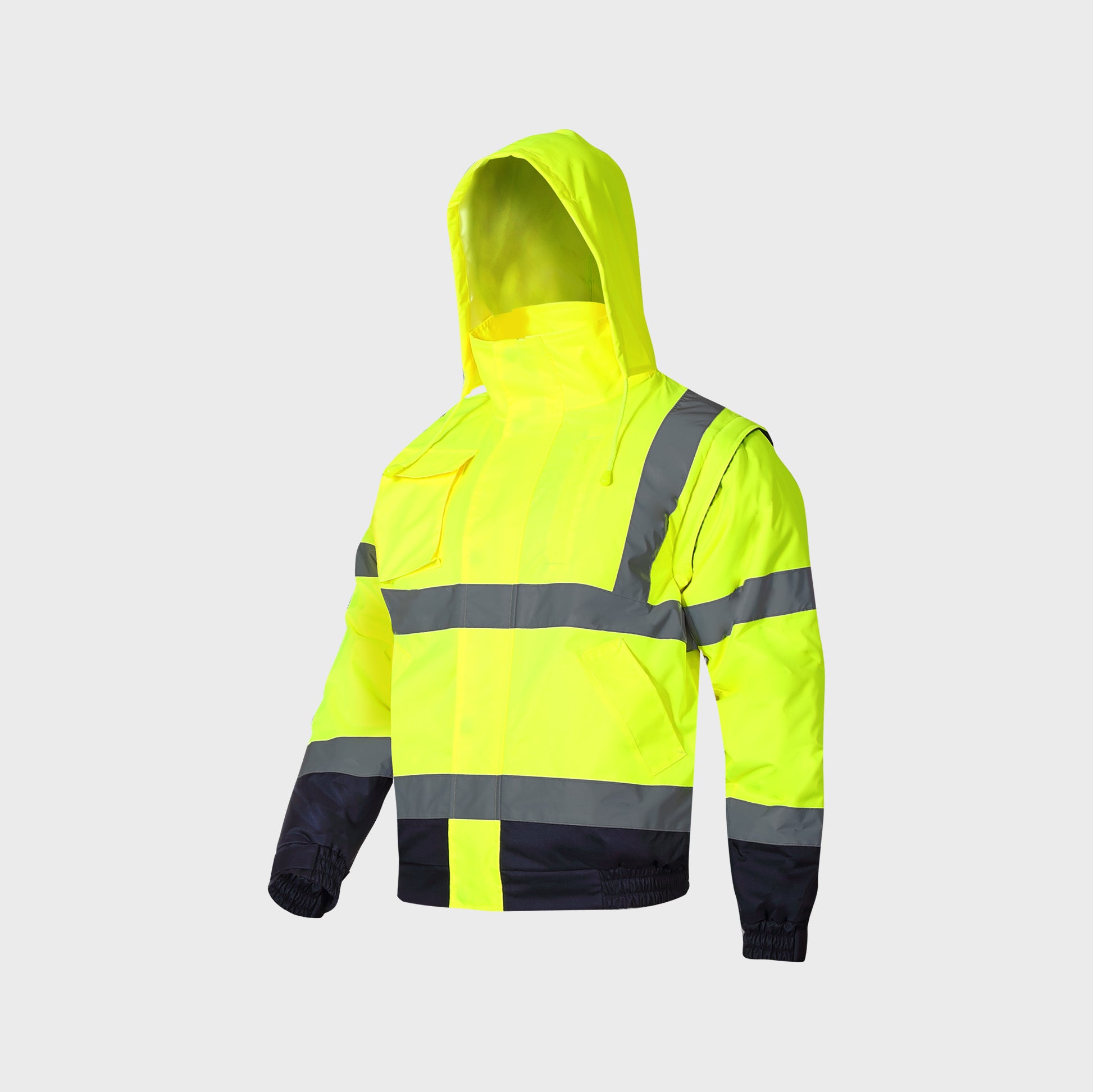 Kurtka ostrzegawcza ocieplana z odpinanymi rękawami Lahti Pro L40925 - żółty